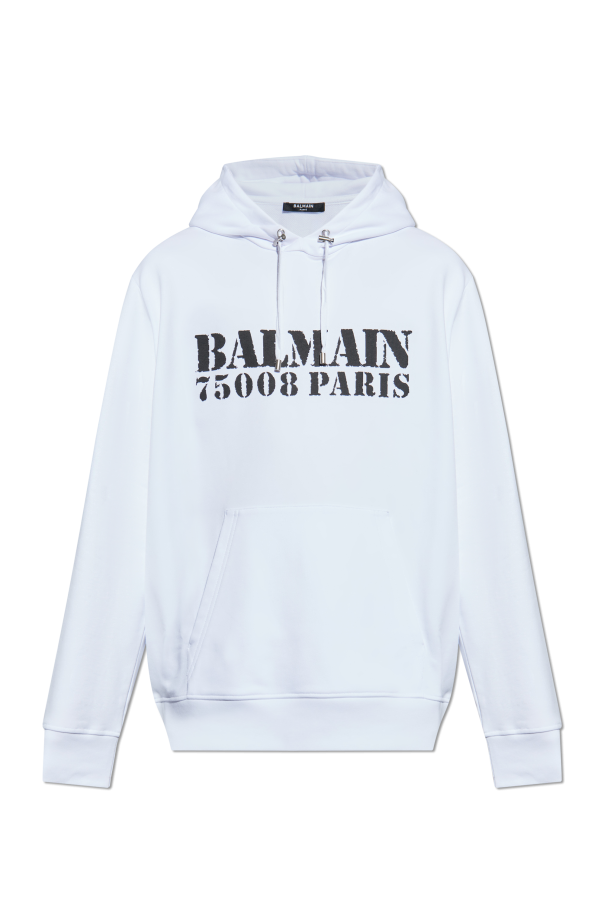 パーカー・フーディ BALMAIN Men Hoodies DH1JT047BC78 GAB White Balmain Signature hoodie - Men | BALMAIN